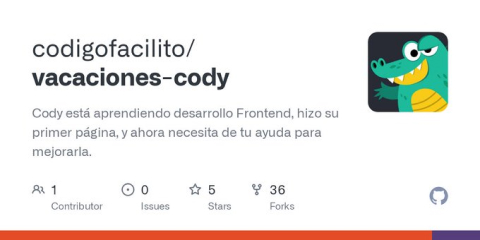 Tarjeta del repositorio de vacaciones cody